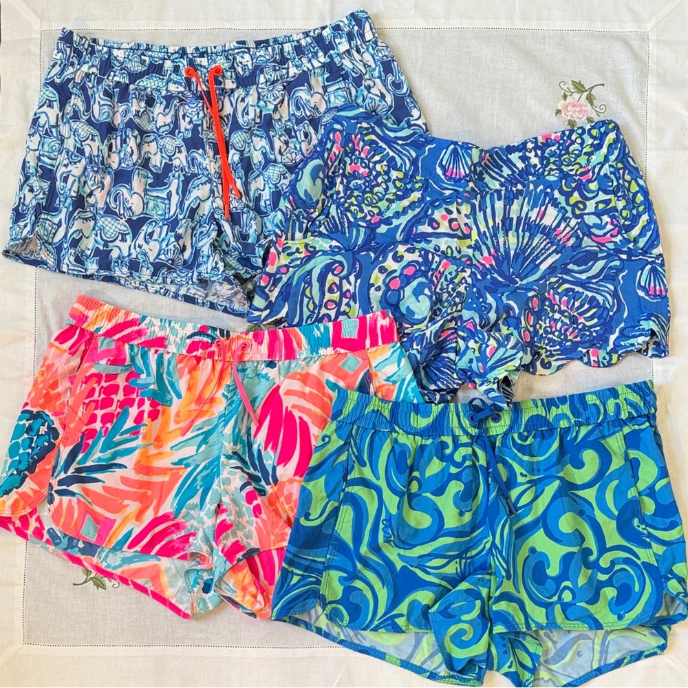 4 Lilly Pulitzer Women's Athletic Shorts - Blue, Pink, Green Patterns